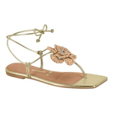 Imagem de Sandália Dourada Vizzano Conforto e Elegância Feminina, Dourado, 35