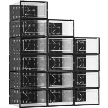 Imagem de Caixa de armazenamento de sapatos Fluck, pacote com 15, transparente, 