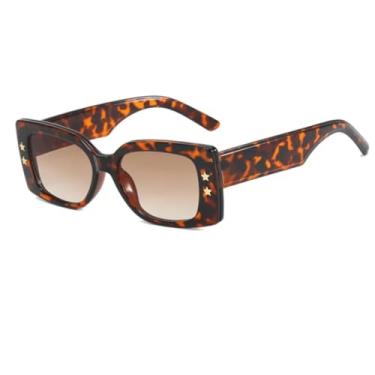 Imagem de HCPIHF Óculos de sol da moda vintage punk degradê feminino e masculino (marrom leopardo)