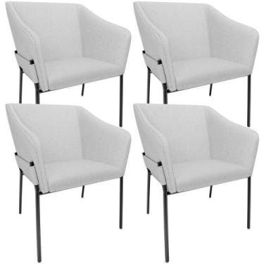 Imagem de Kit 4 Cadeiras Para Sala De Jantar Estar Living Olívia L02 Linho Cinza