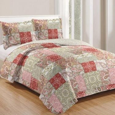 Imagem de Kit Cobre Leito Colcha Daily Queen 3 Peças Patchwork 47 -