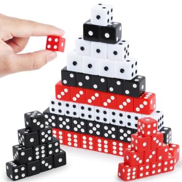 Imagem de 50 Pieces Dice Set 16mm Standard Game Dices with Black White Red Acrylic 6 Sided Colored Bulk Casino Dice for Casino Theme Party Board Games Vegas Birthday Party Supplies (Square Corner)