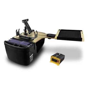 Imagem de AutoExec AE-RDBSLH-TAB-11M Reach Car Desk para sua estação de trabalho de veículo e escritório móvel, banco traseiro lado esquerdo, natural com suporte para tablet