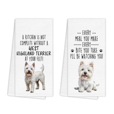 Imagem de EGBTL Conjunto de 2 toalhas de cozinha West Highland Terrier, toalhas de mão para decoração de cozinha, presentes de cachorro para amantes de cães, donos, mulheres, panos de prato 40 x 61 cm