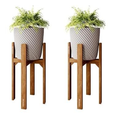 Imagem de Kit 2 Suportes Tripé para Vasos 55cm Madeira