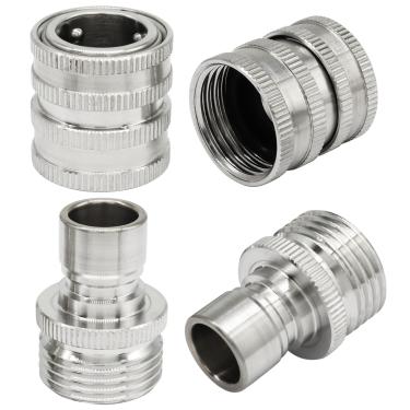 Imagem de LifCratms Pacote com 2 mangueiras de jardim de conexão rápida, encaixe de mangueira de água de aço inoxidável de 3/10.2 cm GHT