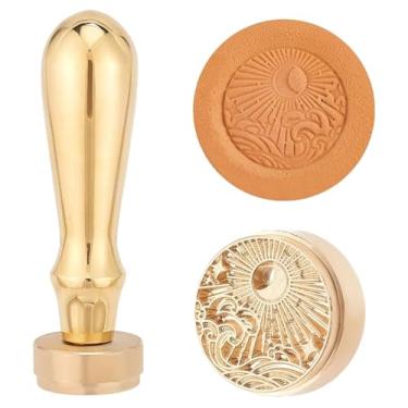 Imagem de Carimbo de barro de cabeça de latão para artesanato em cerâmica, ferramenta de impressão personalizada de argila, cerâmica e sabão, assinatura para amantes de artesanato (sol)