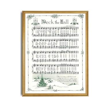 Imagem de Christmas Carol Sheet Music Wall Art – Impressão em tela de hino vintage, pôster rústico para casa de fazenda, sala de estar, cornija ou quarto, decoração de inverno 20 x 30 cm, sem moldura