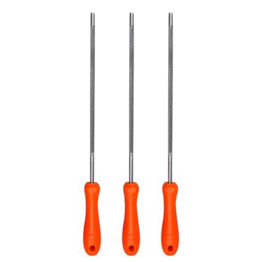 Imagem de ZQTSANKESL Lixa de motosserra circular de aço de 3 peças com cabo de plástico, lixa de afiação de serra circular, lixa de serra de aço, lixa de afiador de serra de corrente de cabo de plástico para