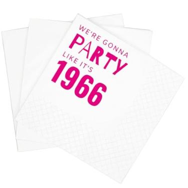 Imagem de SharkBliss Guardanapos engraçados de coquetel de aniversário de 60 anos, pacote com 100 rosa, We're Gonna Party Like It's 1966, guardanapos descartáveis de papel para coquetéis para mulheres, festa de
