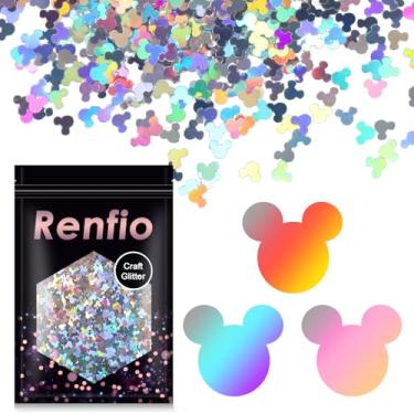 Imagem de Renfio 1,75 Onças 50G Holográfico Mickey Mouse Confetti Glitter Mickey Mouses Forma Lantejoulas Brilhantes Glitters Resina Brilhante Lantejoulas Robustas para Diy Mold Art Nail Art Decoração de Férias