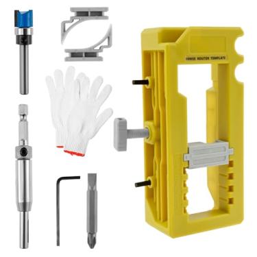 Imagem de Dobradiça de porta, gabarito, madeira, dobradiça de porta, mortiser, ajustável, kit de instalação completo, localizador de montagem, serve para comprimento de 7,5 a 12,7 cm (verde)