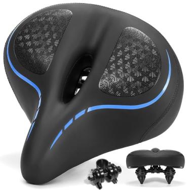 Imagem de Phroxbik Assento de bicicleta largo para homens e mulheres, assento de bicicleta acolchoado de espuma viscoelástica macia, confortável, grande para cruzador de praia, MTB, bicicleta urbana, ebike