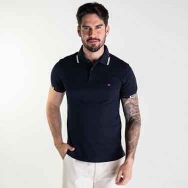 Imagem de Camisa Polo Tommy Hilfiger Friso Flag Azul Marinho-Masculino