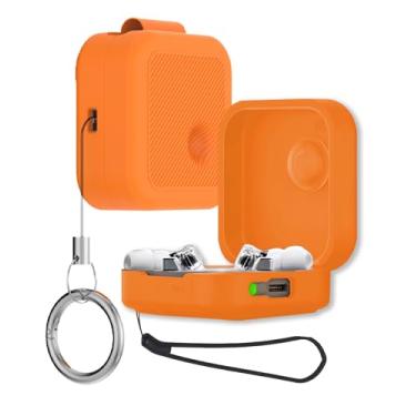 Imagem de Capa espessa para fones de ouvido Nothing Ear (3) fones de ouvido, capa FJIASTB de silicone macio à prova de choque com mosquetão e cordão (laranja)