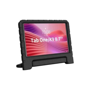 Imagem de E-puhate Capa para Lenovo Tab One/Lenovo Tab K9 (TB305FU) 8,7 polegadas 2025, capa protetora resistente para crianças com alça de suporte, fácil de segurar para crianças, meninos e meninas, preta