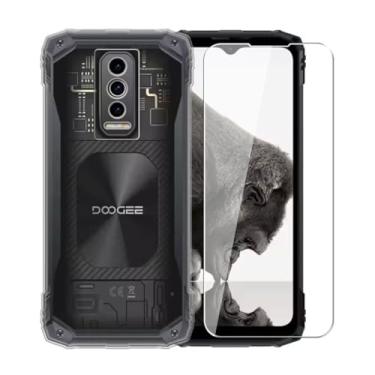 Imagem de WDMYLFTW Capa para Doogee Blade 10 Energy + película protetora de tela de vidro temperado - Capa protetora de TPU (transparente) de silicone transparente e flexível à prova de choque (transparente)