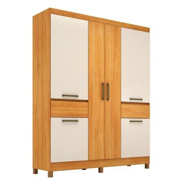 Imagem de Guarda-Roupa Casal Barão 6 Portas 2 Gavetas Cinamon e Off White