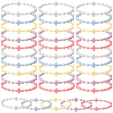 Imagem de Tondiamo 30 peças de pulseira de silicone da amizade para mulheres e homens, 5 cores, pulseira de oração de Jesus Cristão, presente de crença religiosa, the bracelet diameter: 6.28cm/2.47in, Silicone