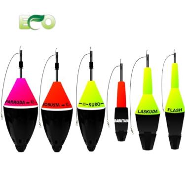 Imagem de JR Pesca Kit 6 Boias Ecológicas Cevadeiras e Torpedos Livre de Chumbo Alta Sensibilidade Pesca Esportiva Cores Variadas