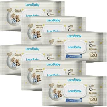 Imagem de Kit Com 6 Toalha Umedecida Lara Baby Premium Recém Nascido RN 120 Unid