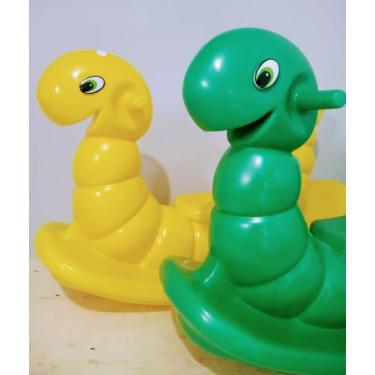 Imagem de Kit 2 Gangorras Lagartinha Feliz Verde e Amarela - Diversão Kids