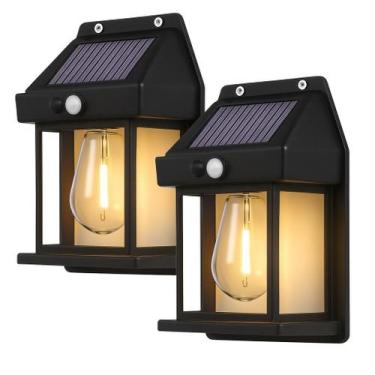 Imagem de Lâmpada Painel de Parede Solar com Sensor Preto - Sihcar