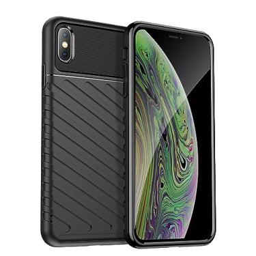 Imagem de IDEWEI Capa para iPhone X. Fibra de carbono refinada, anti-queda, anti-impressões digitais, proteção integral. A capa do telemóvel é compatível com iPhone X
