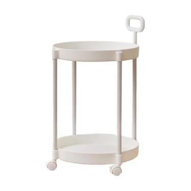 Imagem de WeiLaiKeQi Mesa lateral com rodas, carrinho de 2 camadas, mesa lateral para quarto, berçário, banheiro, Branco