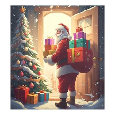 Imagem de SEHANY Capa magnética para lava-louças de Papai Noel, adesivos magnéticos para decoração de Natal antiarranhões para painel de geladeira e lava-louças, decoração de Natal de cozinha doméstica 58 x 66