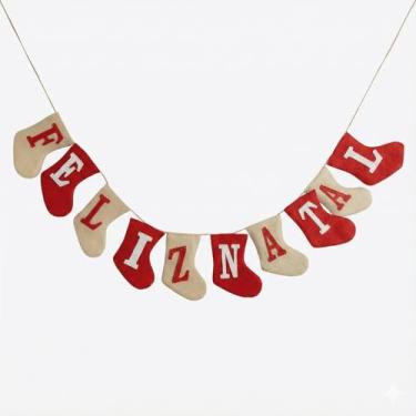 Imagem de Varal Decorativo De Natal para Parede - Meias - 2,6m - 1 unidade