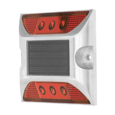 Imagem de Generic Luzes de Marcador de Aterramento de Energia Solar LED à Prova D'água para Entrada de Automóveis Ao Ar Livre, Lâmpada de Pico de Estrada, Alumínio Fundido Amarelo 4,1 X 4,1 pol. para Aviso de