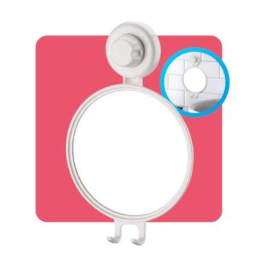 Imagem de Espelho Anti Embaçante Suporte Gilete Box Banheiro Barbear Fixação Sem Furos Ventosa Sucção Future (Branco)