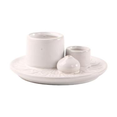 Imagem de Suporte de incenso de cerâmica de dois tons com detalhes florais, multifuncional para incensos, cones e velas