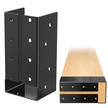 Imagem de FMhotu Suporte De Viga Oculto, Flange Oculto Para Áreas Externas Com Parafusos, Luz Montagem Revestimento Em Pó Aço Q235B Viga, Balanço, Corrimão, Cerca (4 Peças, 4X8)