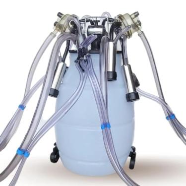 Imagem de Conjunto Duplo de Ordenha com Latão, Kit Completo, Pulsador GMZ, Tampa Inox 2 Saídas, Tarro 40L, 2 Coletores 450cc, Sistema Profissional para Ordenha Mecânica Bovina