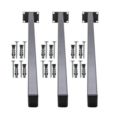 Imagem de Kit 3 Suportes Para Pia De Parafusar 50cm Grapa Mão Francesa Parede Granito Balcão Microondas Banheiro Lavanderia (Preto)