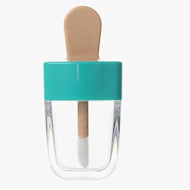 Imagem de Tubo de brilho labial vazio em forma de sorvete, 8 ml, fofo, recarregável, para produtos labiais DIY verde