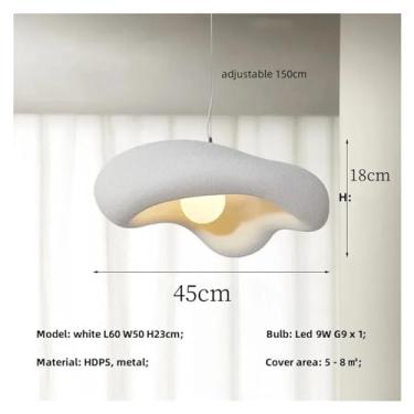 Imagem de Lustre moderno de 45 cm em estilo japonês Wabi-Sabi, luminária pendente criativa com altura ajustável e base G9 para cozinha, sala de jantar, sala de estar e bar (lâmpada não incluída).