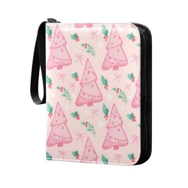 Imagem de Wassud Fichário Pastel Christmas Trees com 4 bolsos para cartões colecionáveis com 400 cartões padrão à prova d'água TCG CCG MTG álbum presentes para colecionadores, meninos e meninas