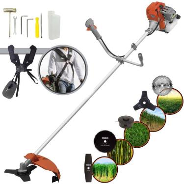 Imagem de Roçadeira Aparador de Grama Tekna RL520ACG2 À Gasolina 2HP 52cc Com Lâmina Facão + Lâmina 3 Pontas + Disco 40 Dentes e 80 Dentes + Carretel Nylon