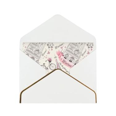 Imagem de SKKNT Cartões comemorativos românticos com estampa de borboleta de Paris para todas as ocasiões, convites de festa de aniversário de casamento, 12,7 x 15,2 cm