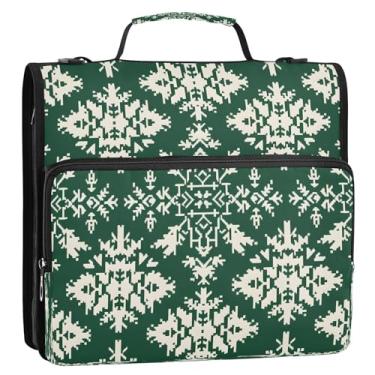 Imagem de CEBUGI Fichário de 3 anéis com zíper com alça de ombro, pasta de arquivo expansível de 3,8 cm, anéis D, para escola, escritório, vintage, fundo de Natal