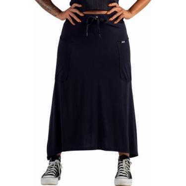 Imagem de Saia Midi Com Cadarço E Bolsos Frontais Confortável Feminina - Style D
