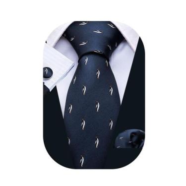 Imagem de Conjunto de gravatas Barry.Wang Penguin Silk com 8,5 cm de largura