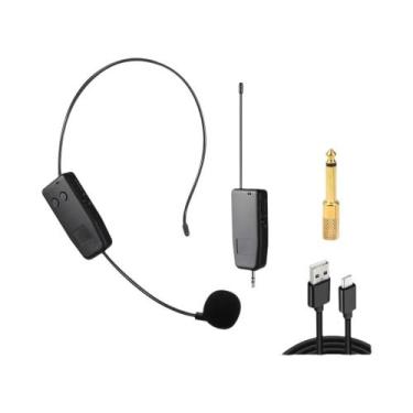 Imagem de Conjunto De Microfone Lavalier Sem Fio Montado Na Cabeça Transmissor E