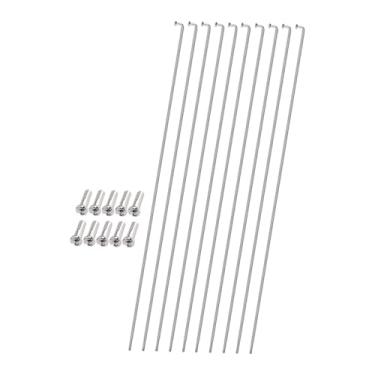 Imagem de simhoa Conjunto de 10 raios de aço inoxidável para bicicleta, 2 mm, com tampas de proteção, calibre 14G, para rodas de 26", 27,5" e 29", 26.8 Cm X 2 Mm