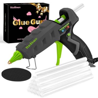Imagem de ThinkLearn Kit de pistola de cola quente de potência dupla 60/100W com 15 bastões de cola (7/40.6 cm), pistola de cola grande resistente para artesanato, faça você mesmo, reparos domésticos - cinza