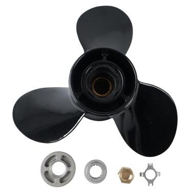 Imagem de YLQASOON Hélice de hélice de alumínio de passo 12-3/4 x 21 Pitch 3 lâminas 15 estrias dente 48-77348A45 compatível com motores de popa Mercury 40/50/60/70/75/80/90/100/115/125/140/150HP 650/800/800 50