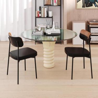 Imagem de Cadeira de Jantar Mynna Tecido Mesclado Est.Preta - Metalig